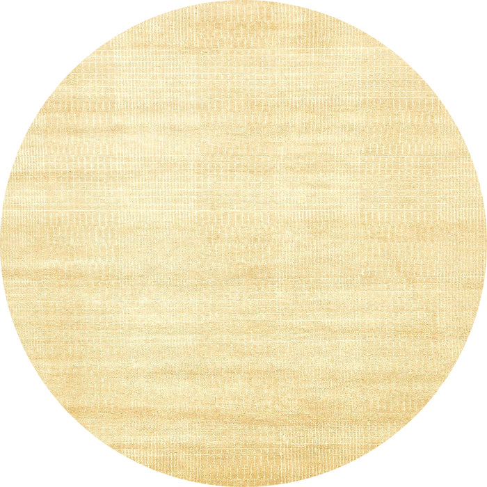 Round Abstract Mustard Yellow Solid Rug, abs360