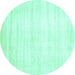 Round Solid Turquoise Modern Rug, abs360turq