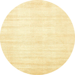 Round Machine Washable Abstract Mustard Yellow Rug, wshabs360