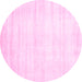 Round Solid Pink Modern Rug, abs360pnk