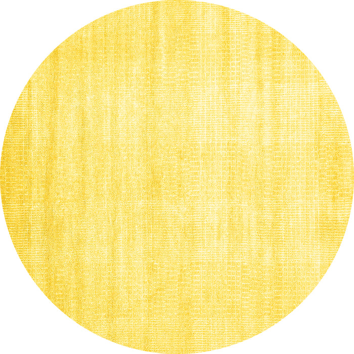 Round Machine Washable Solid Yellow Modern Rug, wshabs360yw