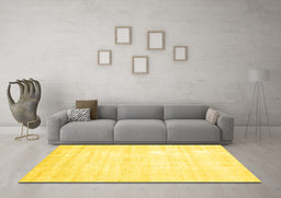 Machine Washable Solid Yellow Modern Rug in a Living Room, wshabs360yw