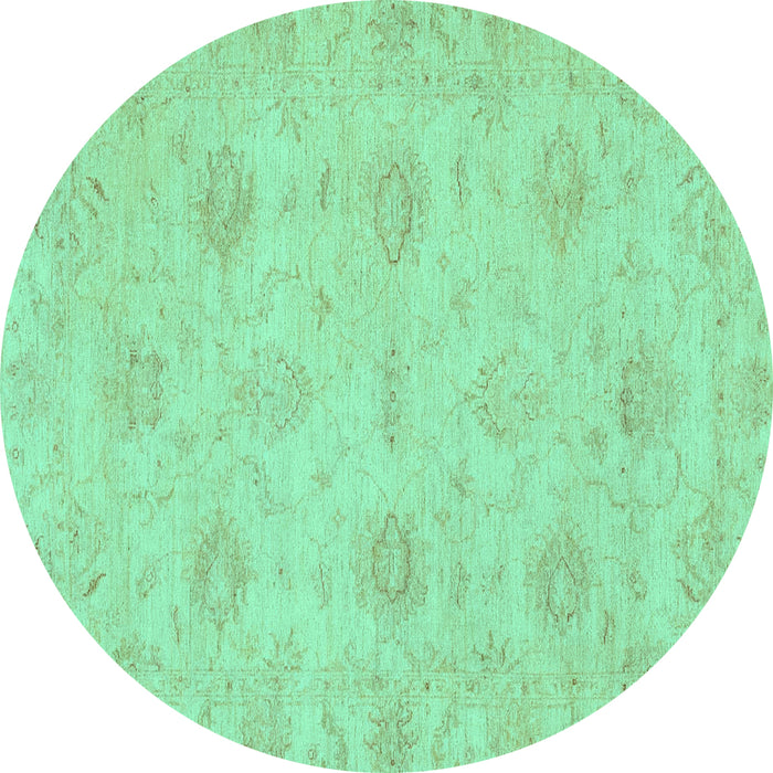 Round Oriental Turquoise Traditional Rug, abs3610turq