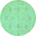 Round Oriental Turquoise Traditional Rug, abs3610turq