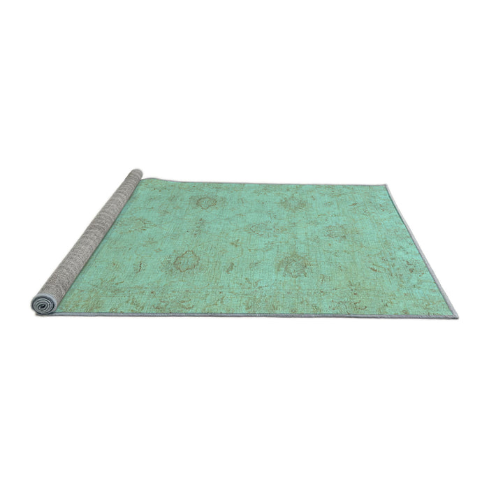 Sideview of Machine Washable Oriental Light Blue Traditional Rug, wshabs3610lblu