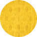 Round Machine Washable Oriental Yellow Traditional Rug, wshabs3610yw