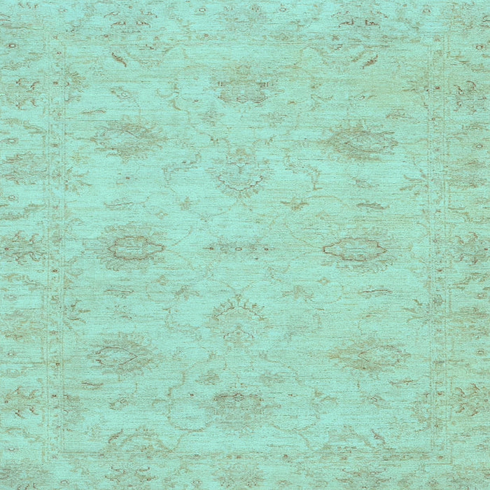 Square Machine Washable Oriental Light Blue Traditional Rug, wshabs3610lblu