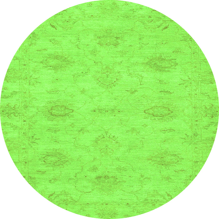 Round Oriental Green Traditional Rug, abs3610grn