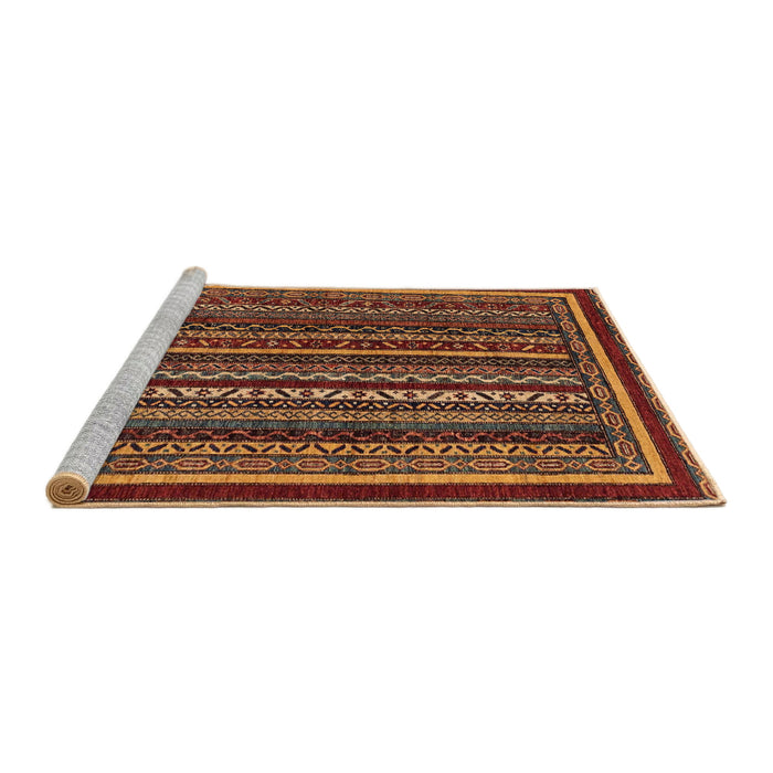 Sideview of Machine Washable Abstract Saffron Red Rug, wshabs3611