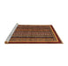 Sideview of Machine Washable Abstract Saffron Red Rug, wshabs3611