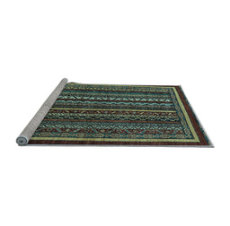 Sideview of Machine Washable Southwestern Light Blue Country Rug, wshabs3611lblu