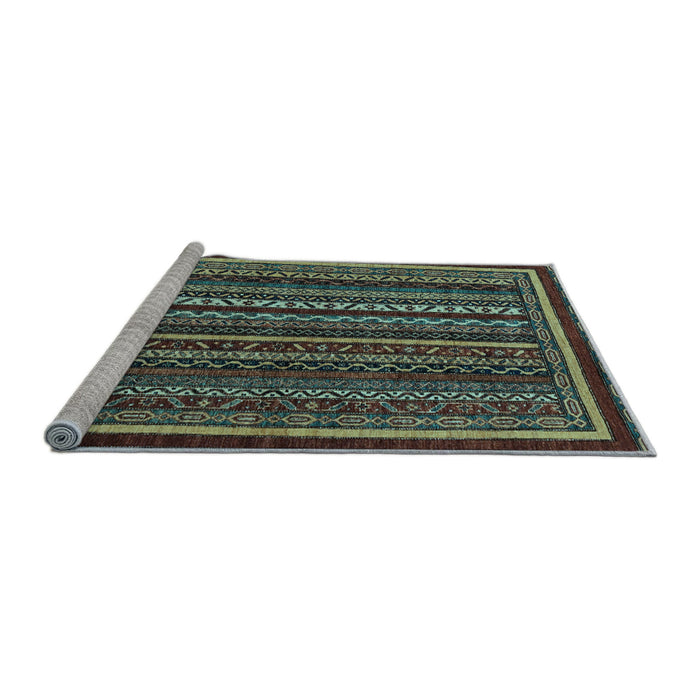 Sideview of Machine Washable Southwestern Light Blue Country Rug, wshabs3611lblu