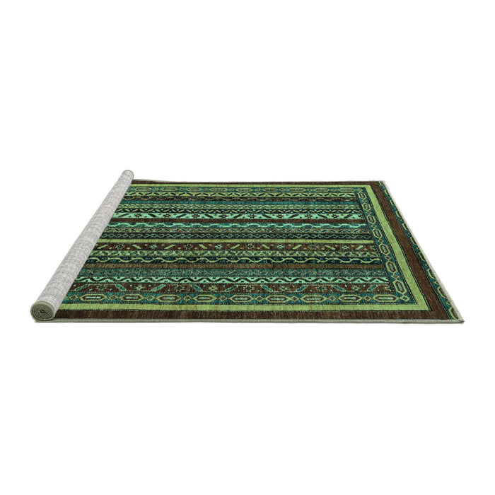 Sideview of Machine Washable Southwestern Turquoise Country Area Rugs, wshabs3611turq