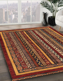 Abstract Saffron Red Southwestern Rug in Family Room, abs3611
