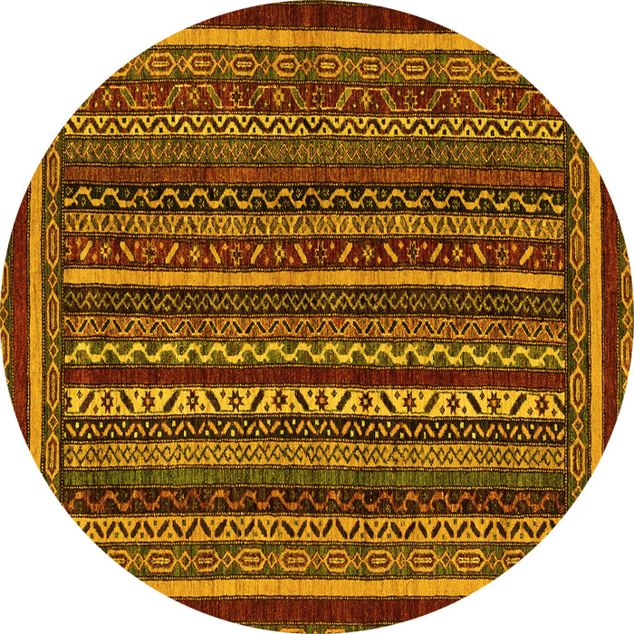 Round Machine Washable Southwestern Yellow Country Rug, wshabs3611yw
