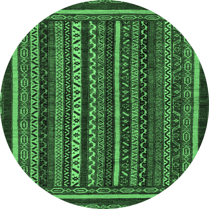 Round Southwestern Emerald Green Country Rug, abs3611emgrn