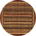 Round Machine Washable Southwestern Brown Country Rug, wshabs3611brn