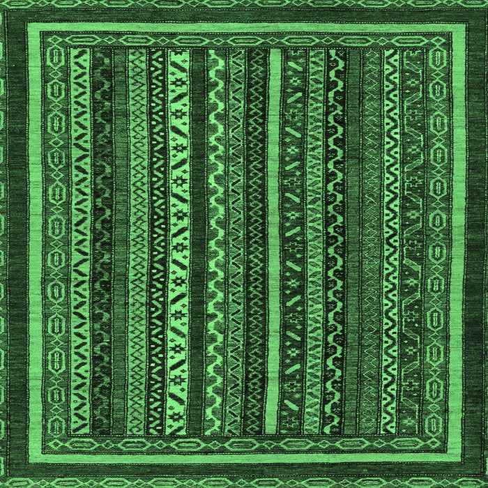 Square Machine Washable Southwestern Emerald Green Country Area Rugs, wshabs3611emgrn