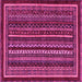 Square Machine Washable Southwestern Pink Country Rug, wshabs3611pnk