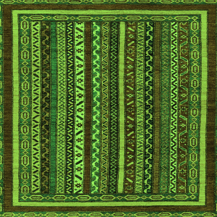 Square Machine Washable Southwestern Green Country Area Rugs, wshabs3611grn