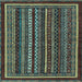 Square Southwestern Light Blue Country Rug, abs3611lblu