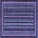 Square Machine Washable Southwestern Blue Country Rug, wshabs3611blu