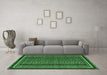 Machine Washable Southwestern Emerald Green Country Area Rugs in a Living Room,, wshabs3611emgrn