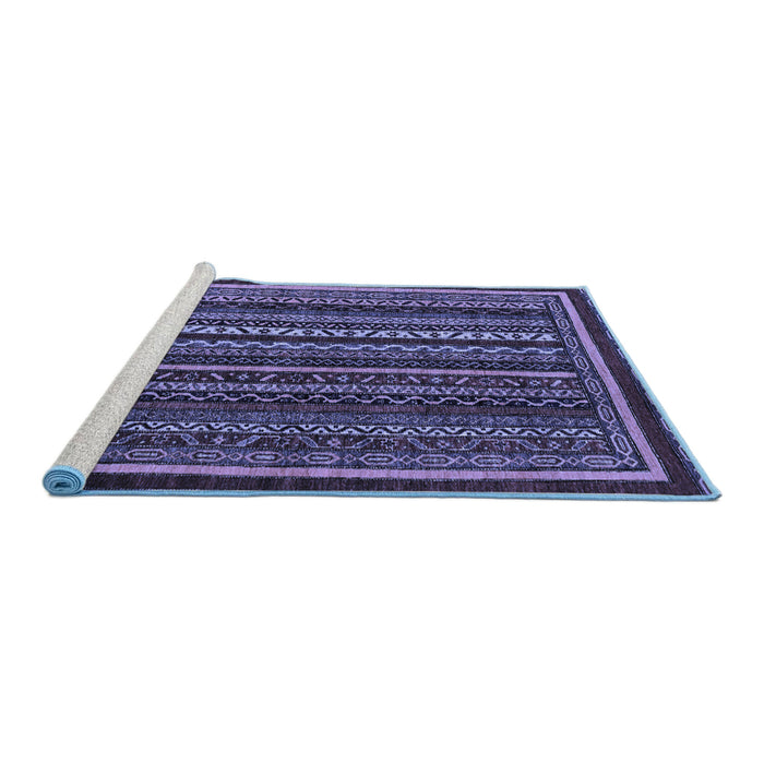 Sideview of Machine Washable Southwestern Blue Country Rug, wshabs3611blu