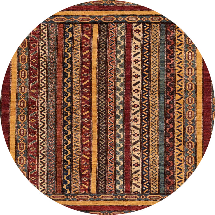 Round Machine Washable Abstract Saffron Red Rug, wshabs3611