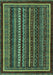 Machine Washable Southwestern Turquoise Country Area Rugs, wshabs3611turq