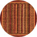 Round Southwestern Orange Country Rug, abs3611org