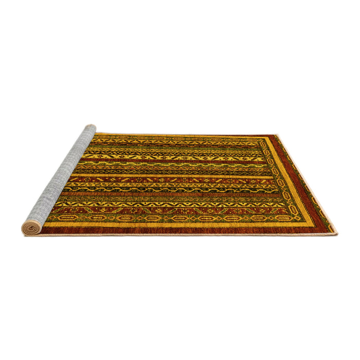 Sideview of Machine Washable Southwestern Yellow Country Rug, wshabs3611yw