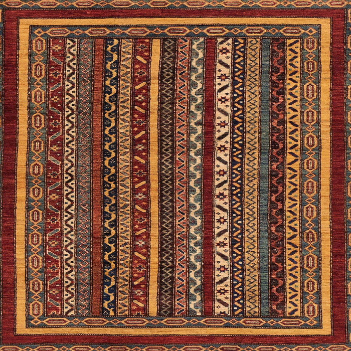 Square Abstract Saffron Red Southwestern Rug, abs3611