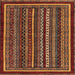 Square Abstract Saffron Red Southwestern Rug, abs3611