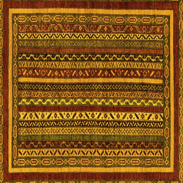 Square Machine Washable Southwestern Yellow Country Rug, wshabs3611yw