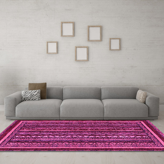 Machine Washable Southwestern Pink Country Rug in a Living Room, wshabs3611pnk