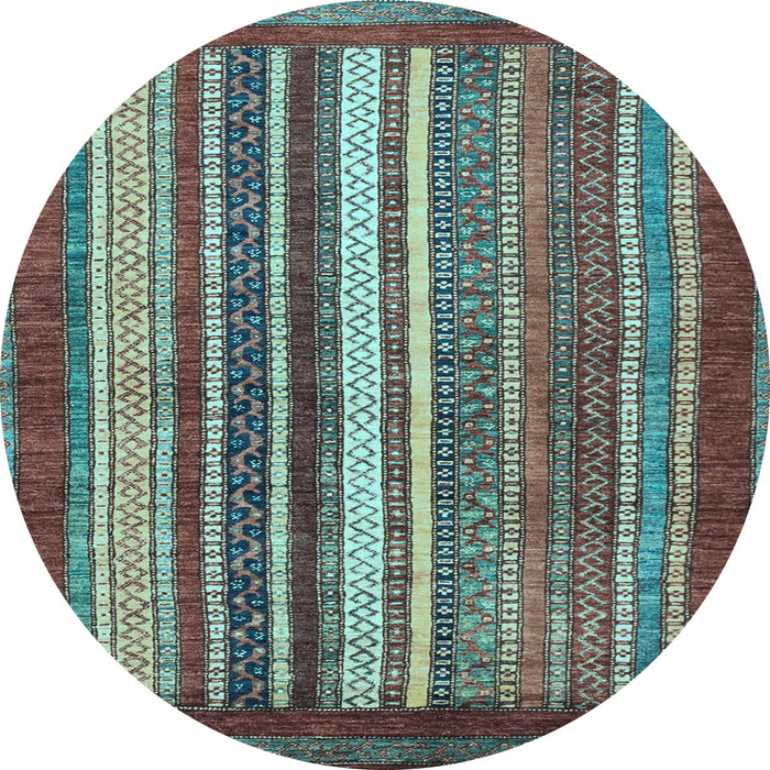 Round Machine Washable Abstract Light Blue Modern Rug, wshabs3612lblu