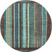 Round Machine Washable Abstract Light Blue Modern Rug, wshabs3612lblu