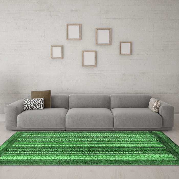 Machine Washable Abstract Emerald Green Modern Area Rugs in a Living Room,, wshabs3612emgrn