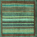 Square Abstract Turquoise Modern Rug, abs3612turq