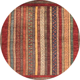 Round Abstract Red Modern Rug, abs3612