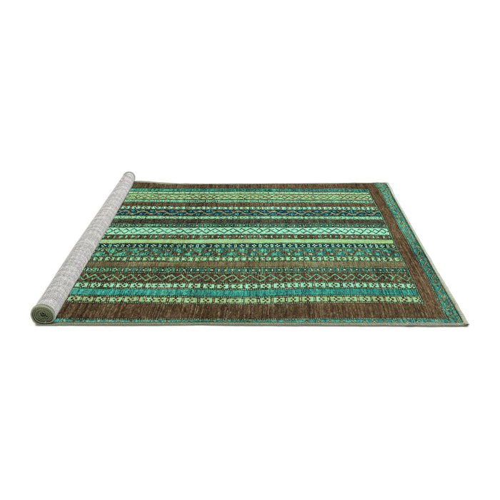Sideview of Machine Washable Abstract Turquoise Modern Area Rugs, wshabs3612turq