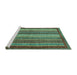 Sideview of Machine Washable Abstract Turquoise Modern Area Rugs, wshabs3612turq