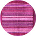 Round Machine Washable Abstract Pink Modern Rug, wshabs3612pnk