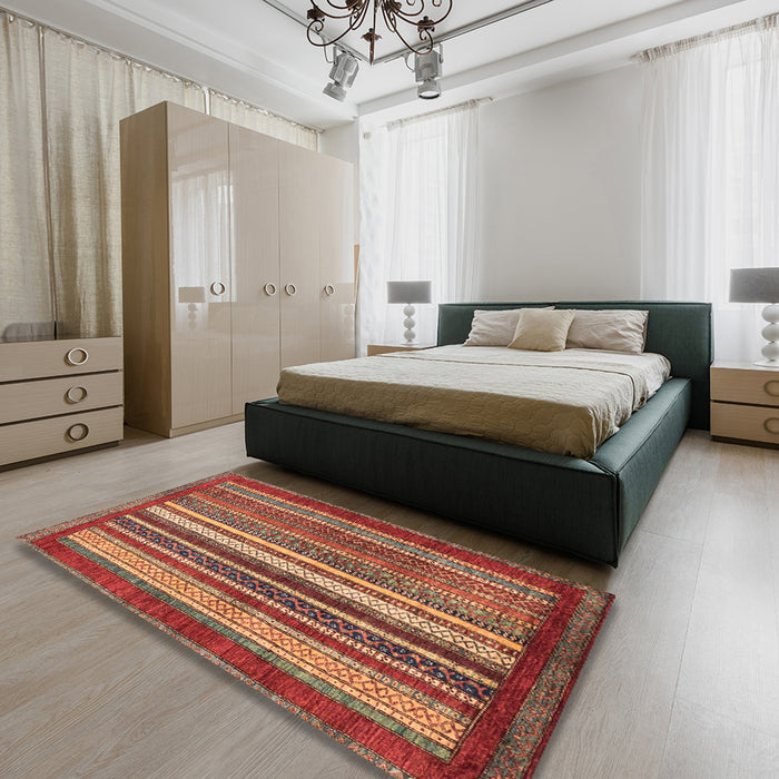Abstract Red Modern Rug in a Bedroom, abs3612