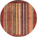 Round Machine Washable Abstract Red Rug, wshabs3612