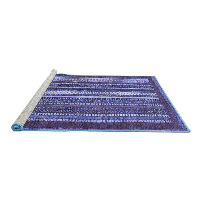 Sideview of Machine Washable Abstract Blue Modern Rug, wshabs3612blu