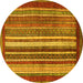 Round Abstract Yellow Modern Rug, abs3612yw