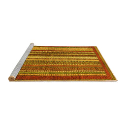 Sideview of Machine Washable Abstract Yellow Modern Rug, wshabs3612yw