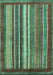 Machine Washable Abstract Turquoise Modern Area Rugs, wshabs3612turq